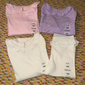 Garanimals Baby Girls Size 18 months 3 Bodysuits 1 Leggings Set New NWT Pastel